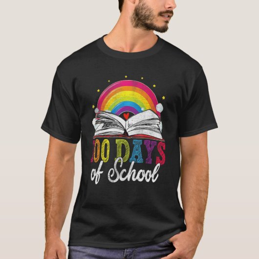 100 Days of School Book Rainbow 100 Day Of School  T-shirt (Voorkant)