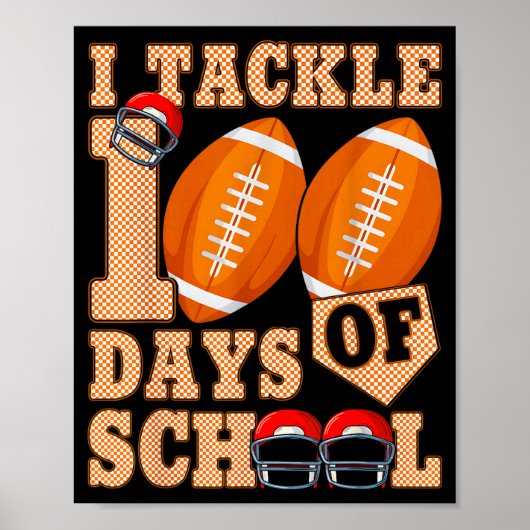 100 Days Of School Boys 100th Day Of School Footba Poster (Voorkant)