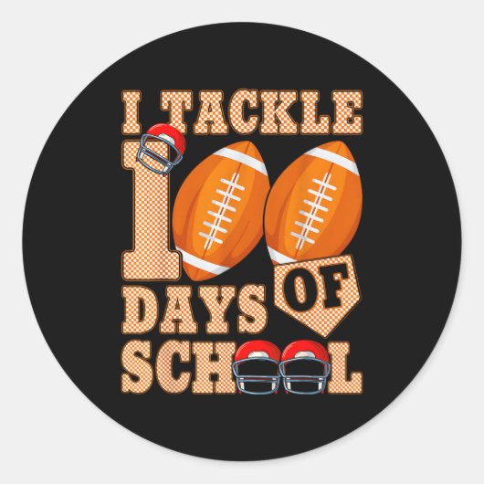 100 Days Of School Boys 100th Day Of School Footba Ronde Sticker (Voorkant)