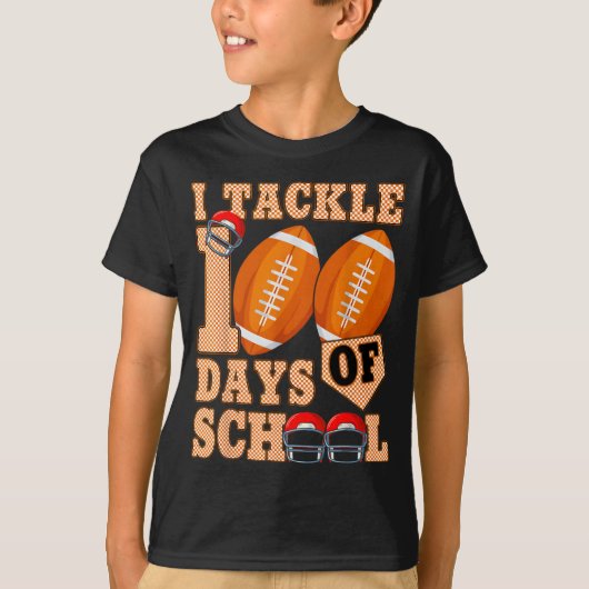 100 Days Of School Boys 100th Day Of School Footba T-shirt (Voorkant)
