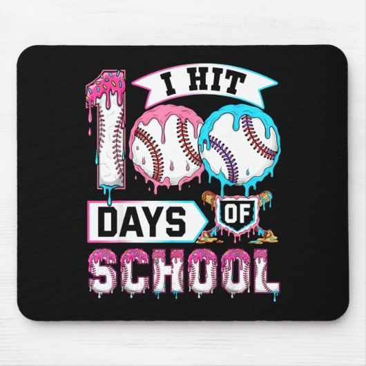 100 Days Of School Boys Baseball Drip 100th Day Ki Muismat (Voorkant)