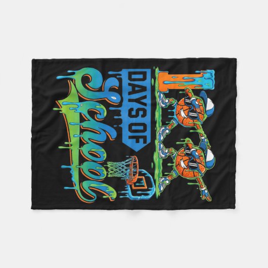 100 Days Of School Boys Basketball Drip 100th Day Fleece Deken (Voorkant (Horizontaal))