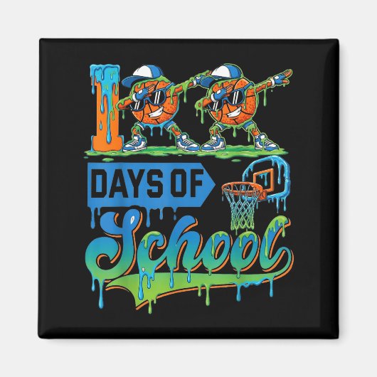 100 Days Of School Boys Basketball Drip 100th Day  Magneet (Voorkant)