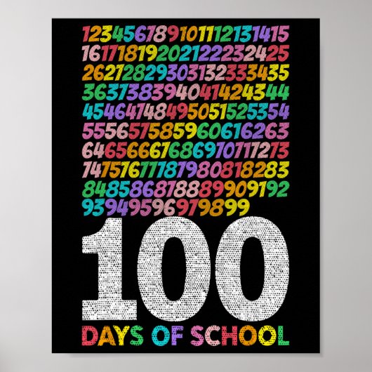 100 Days Of School Boys Girls Kids Math Teacher Ki Poster (Voorkant)