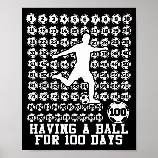100 Days Of School Boys Soccer 100th Day Of School Poster (Voorkant)