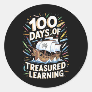 100 Days of School Boys Teacher 100th Day Pirate O Ronde Sticker