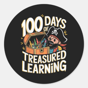 100 Days of School Boys Teacher 100th Day Pirate O Ronde Sticker