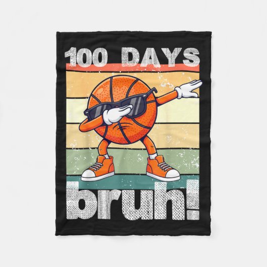 100 Days Of School Bruh Funny Kids Boys Dabbing Ba Fleece Deken (Voorkant)