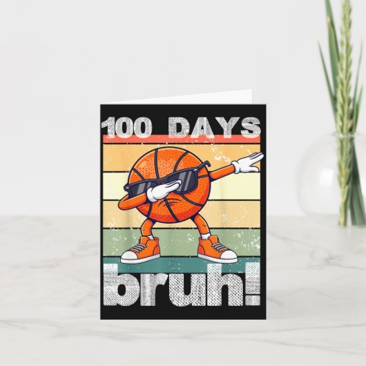 100 Days Of School Bruh Funny Kids Boys Dabbing Ba Kaart (Voorkant)