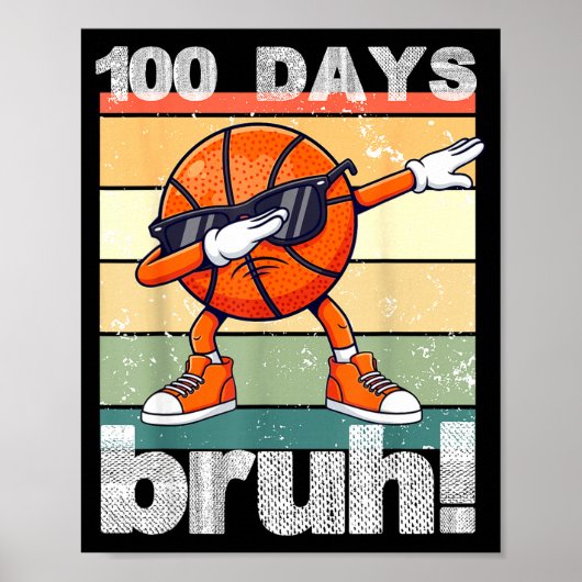 100 Days Of School Bruh Funny Kids Boys Dabbing Ba Poster (Voorkant)