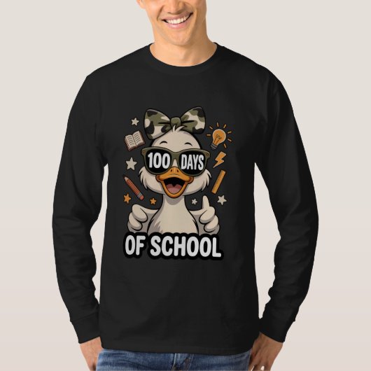 100 Days of School Camo Cap 100th Day Goose Kids G T-shirt (Voorkant)