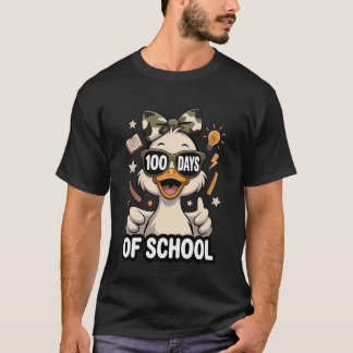 100 Days of School Camo Cap 100th Day Goose Kids G T-shirt