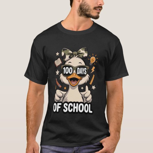 100 Days of School Camo Cap 100th Day Goose Kids G T-shirt (Voorkant)