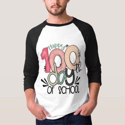 100 Days of School Celebration Basic Sleeve Raglan T-shirt (Voorkant)