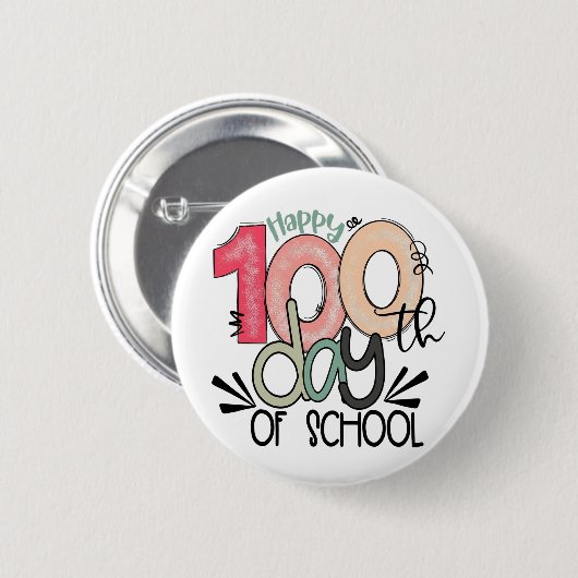 100 days of school celebration button / pin badge (Voorkant /achterkant)