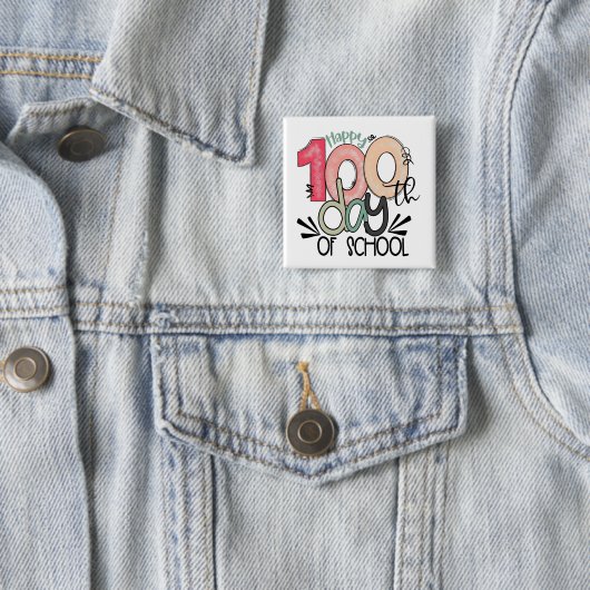 100 days of school celebration button / pin badge (In situ)