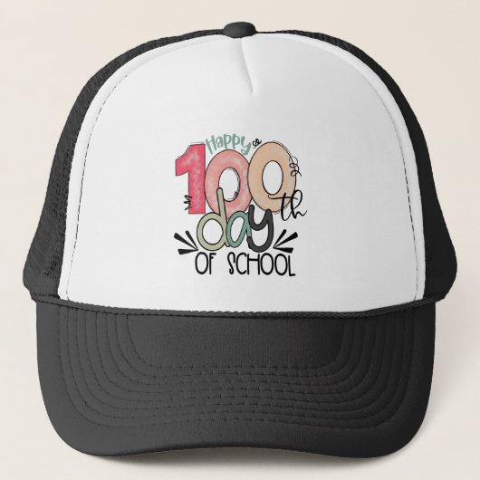 100 days of school celebration gift hat trucker pet (Voorkant)