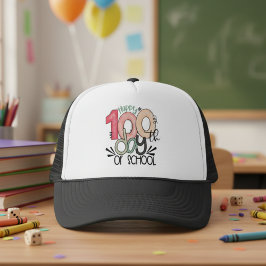 100 days of school celebration gift hat trucker pet