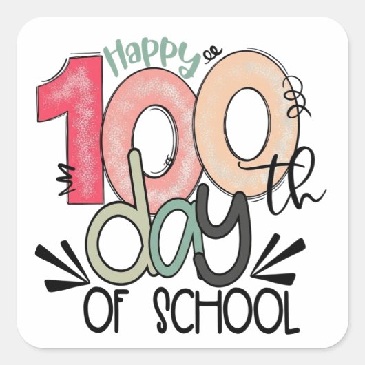 100 days of school celebration vierkante sticker (Voorkant)