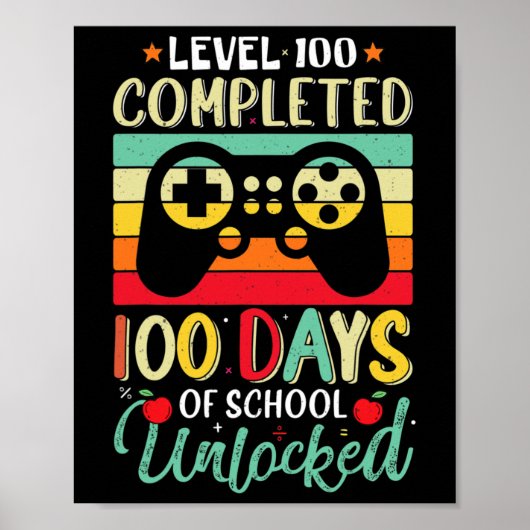 100 Days of School Complete Gamer Boy Level Unlock Poster (Voorkant)
