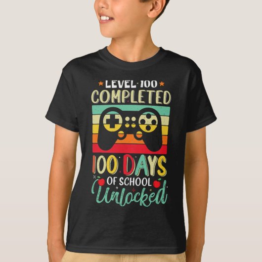 100 Days of School Complete Gamer Boy Level Unlock T-shirt (Voorkant)