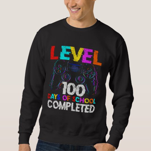 100 Days of School Completed Gamer Boy Level 100 C Trui (Voorkant)