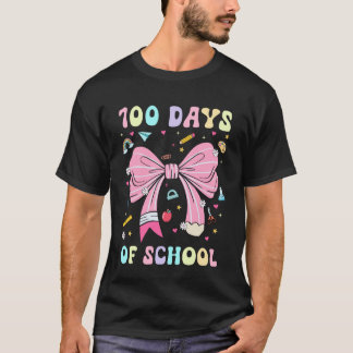 100 Days of School Coquette Pink Bow Pencil Girls  T-shirt