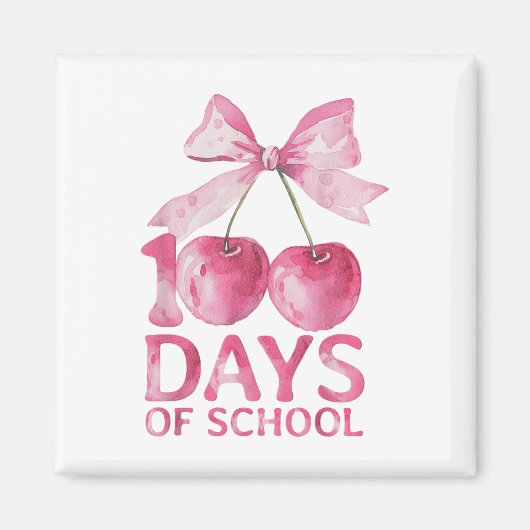 100 Days of School Coquette Schattige Cherry Bow 1 Magneet (Voorkant)