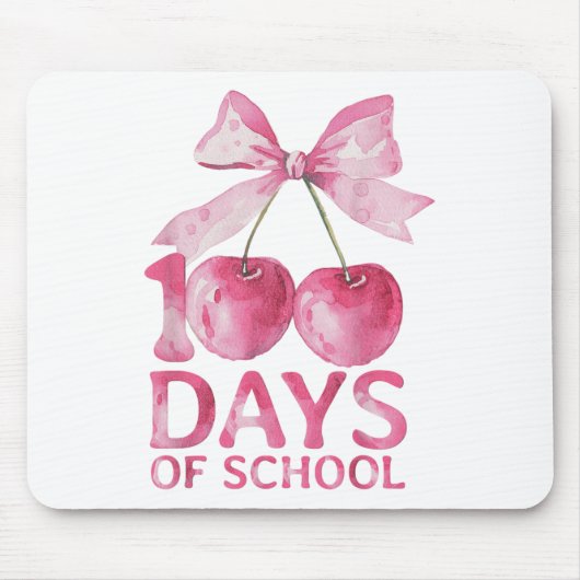 100 Days of School Coquette Schattige Cherry Bow 1 Muismat (Voorkant)