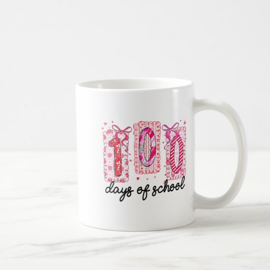 100 Days Of School Coquette Valentine Girls Teache Koffiemok (Rechts)