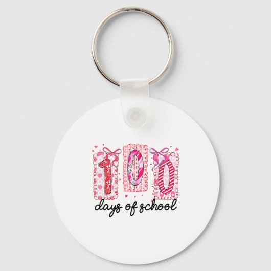 100 Days Of School Coquette Valentine Girls Teache Sleutelhanger (Voorkant)