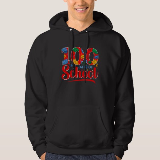 100 Days of School Cute Toy Build Bricks Boys Girl Hoodie (Voorkant)