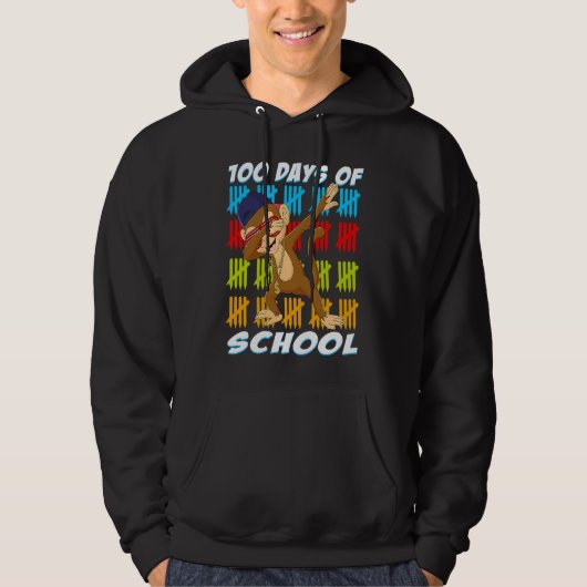 100 Days Of School Dabbing Monkey Funny Animal Lov Hoodie (Voorkant)