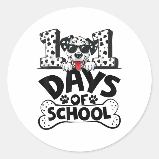 100 Days of School Dalmatische Hondenjongen Kind 1 Ronde Sticker (Voorkant)
