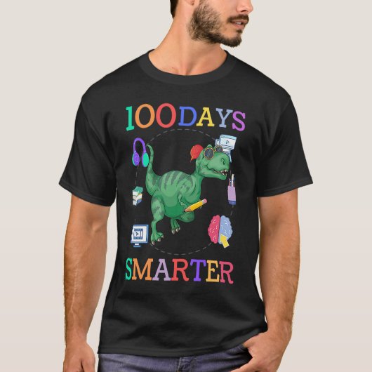 100 days of school dinosaur boys kids 100th day ki t-shirt (Voorkant)