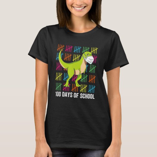 100 Days Of School Dinosaur Mask Fun Teacher Boys  T-shirt (Voorkant)