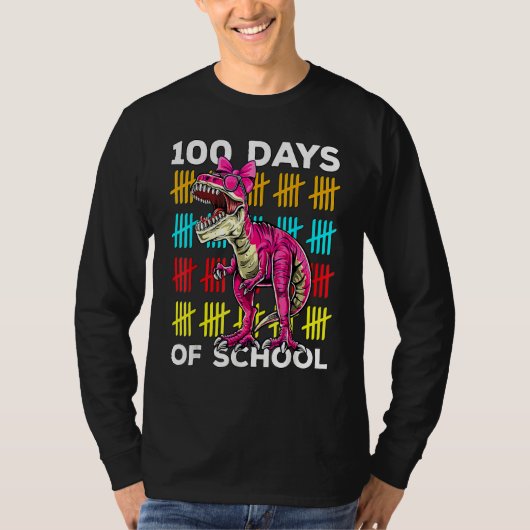 100 Days Of School Dinosaur Rex Dino Kids Boys 100 T-shirt (Voorkant)