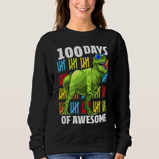 100 Days Of School Dinosaur Rex Dino Kids Boys 100 Trui (Voorkant)