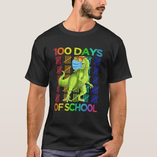 100 Days Of School Dinosaur Rex Wearing Mask Smart T-shirt (Voorkant)