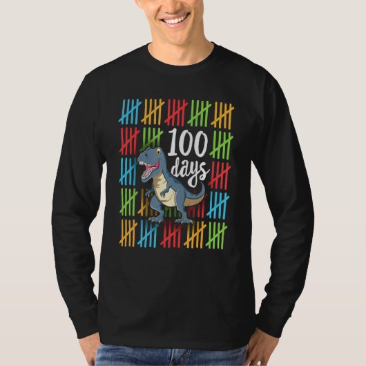 100 Days of School Dinosaur T-Rex Dino Kids Boys 1 T-shirt (Voorkant)