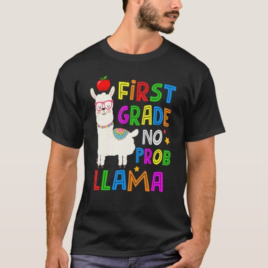 100 Days of School First Grade No Probllama Llama T-shirt (Voorkant)