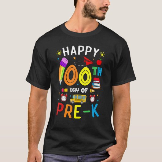 100 Days of School for Pre K Teacher Kids 100th Da T-shirt (Voorkant)