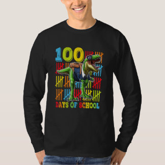 100 Days of School for Teacher Boy Girls Kids Dino T-shirt