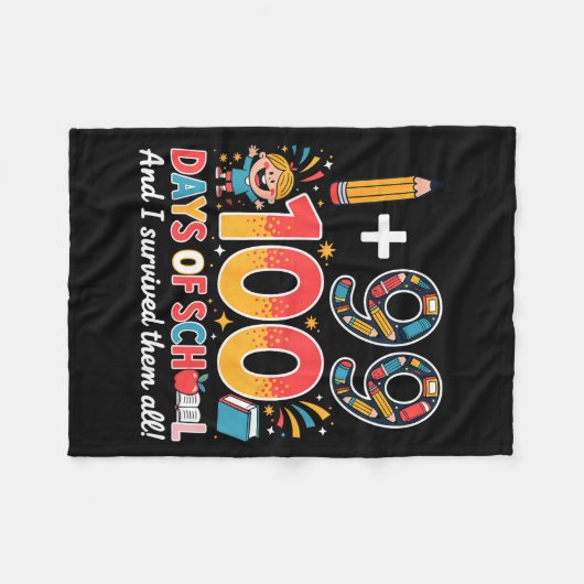 100 Days Of School For Teachers And Students Math  Fleece Deken (Voorkant (Horizontaal))