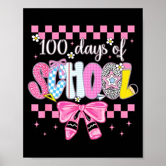 100 Days Of School Fun Milestone Clroom Kids Poster (Voorkant)