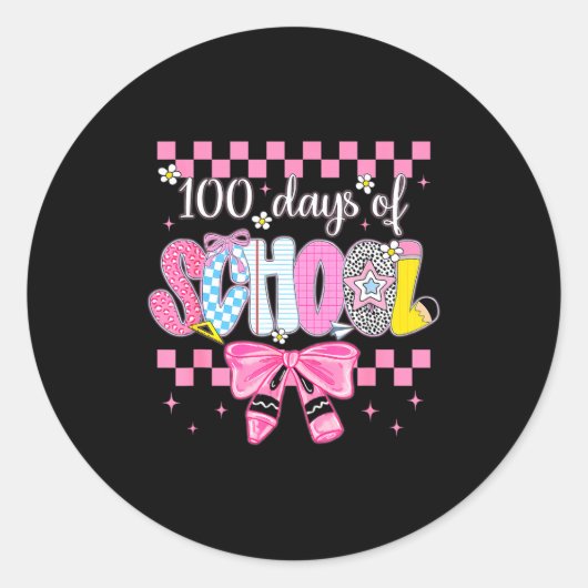 100 Days Of School Fun Milestone Clroom Kids Ronde Sticker (Voorkant)
