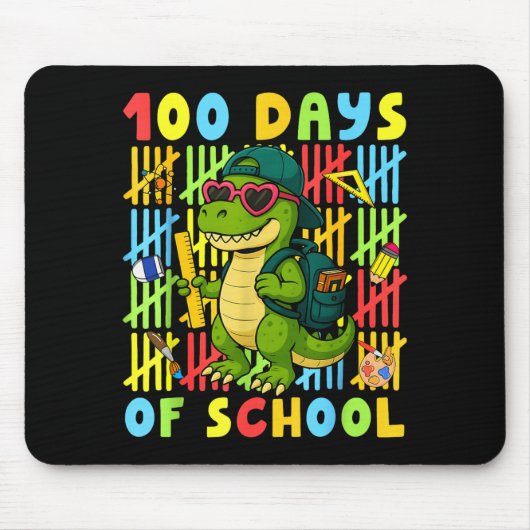 100 Days Of School Funny Dinosaur T-rex Boy Girl T Muismat (Voorkant)