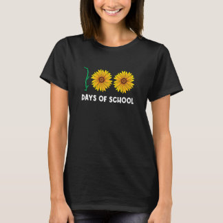 100 Days Of School Funny Flower Floral Yellow Sunf T-shirt