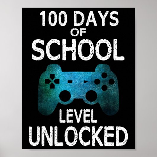 100 Days of School Gamer-videogames Niveau Ontgren Poster (Voorkant)