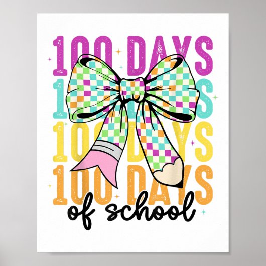 100 Days of School Girls Coquette Bow 100e dag Poster (Voorkant)